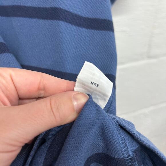 Ralph Lauren Polo Shirt M Navy Blue Stripe Cotton Classic Preppy Logo Casual Men - Picture 5 of 6